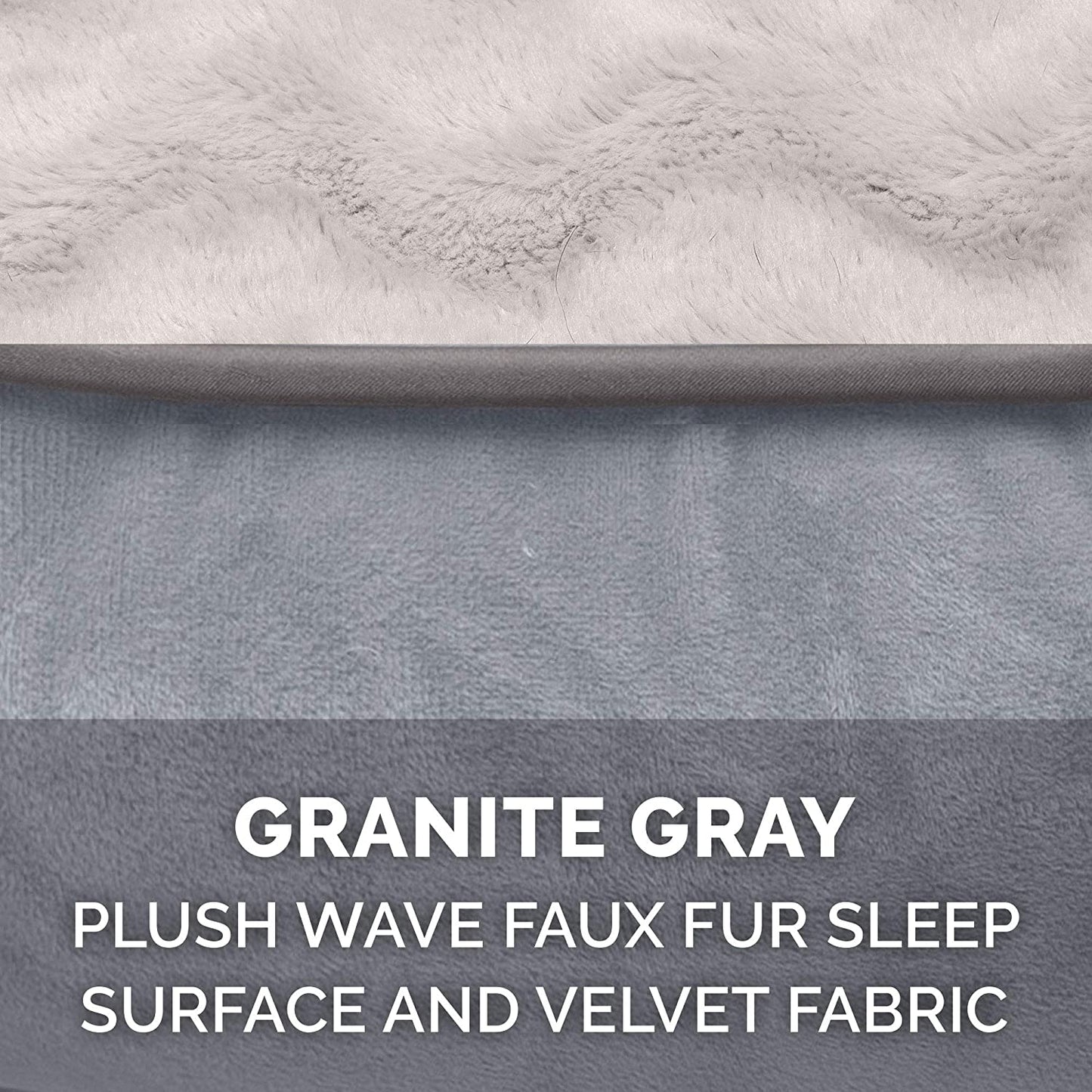 Memory Foam Dog Bed for Large/Medium Dogs W/ Removable Bolsters & Washable Cover, for Dogs up to 55 Lbs - Plush & Velvet Waves Perfect Comfort Sofa - Granite Gray, Large