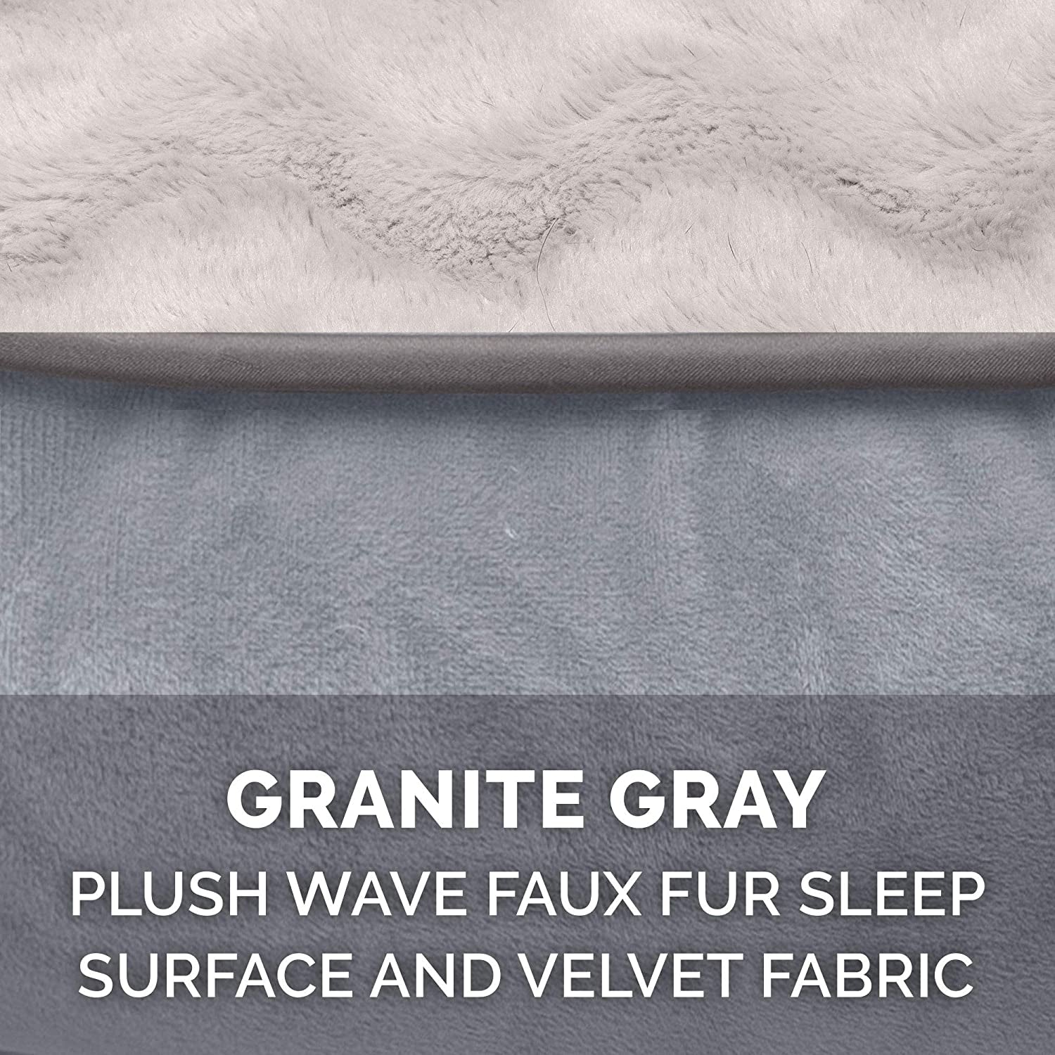 Memory Foam Dog Bed for Large/Medium Dogs W/ Removable Bolsters & Washable Cover, for Dogs up to 55 Lbs - Plush & Velvet Waves Perfect Comfort Sofa - Granite Gray, Large